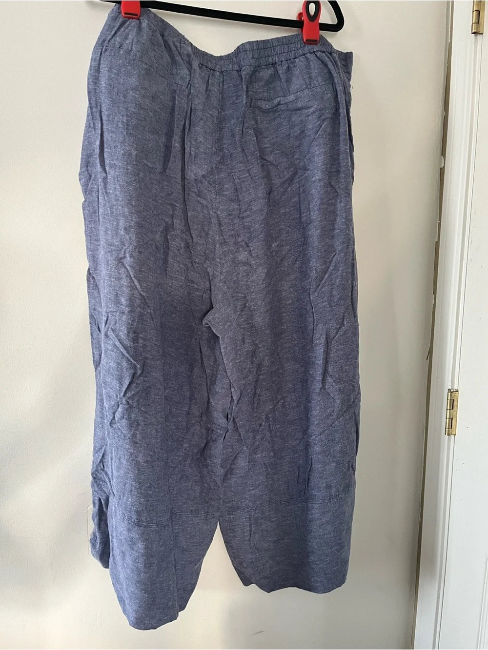 Banana Republic Blue Wide Leg Cropped Linen Pants XXL Coastal Euro Summer Beach